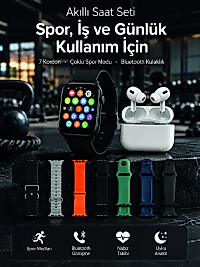 Akıllı Saat, Bluetooth Kulaklık ve 7 Farklı Kordon Tek Kutuda Günlük Kullanım ve Spor İçin