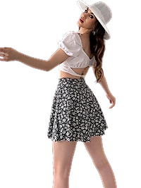 Desenli Krinkıl  Etek -GRİ