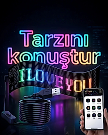 16x96 LED Yazı Paneli 60 cm Esnek RGB Işıklı Programlanabilir Ekran