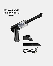 Kablosuz El Süpürgesi – Araç İçi Temizlik İçin 5500PA Güçlü Emiş, USB Şarjlı
