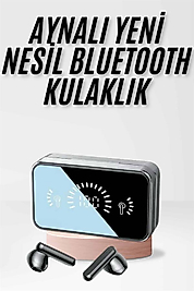 Kablosuz Kulaklık Aynalı Powerbankli Bluetooth Dijital Gösterge
