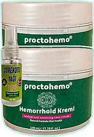 PROCTOHEMO 2 ADET 100 ML HEMOR.ROİDİN KREMİ + ÇÖREK OTU YAĞI TESKİN YAĞI 30 ML