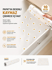 Papatya Desenli Kaymaz Dolap Ve Çekmece İçi Mat 10 Metre