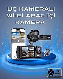 Üç Kameralı 1080p Full HD Araç İçi Kamera – G-Sensörlü ve Gece Görüşlü