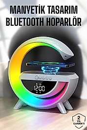 Bluetooth Hoparlör Dijital Göstergeli Wireless Şarj RGB Işıklı