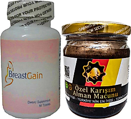 BREASTGAİN KADIN GÖĞÜSBAKIM 60 LI + ERKEKLERE ÖZEL KATILIĞA ALAMAN MACUNU 240 GR