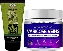 İBN-İ SİNA 2 TANE  DİNDİRİCİ KUYRUK YAĞI KREMİ KAS SIRT BEL EL AYAK KULLANIM 50 ML + VARİCOSE VEİNS MAXİMUM STRENGTH CREAM VARISLERE KREM 150 ML