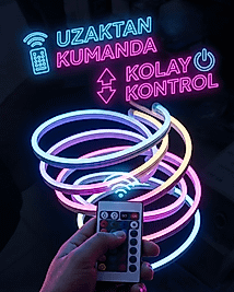 RGB Akıllı LED Neon Şerit Işık 3 Metre Uzaktan Kumandalı ve Telefon Kontrollü Renkli Aydınlatma
