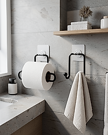Yapışkanlı Havlu Askılığı ve Rulo Kağıt Tutucu Set