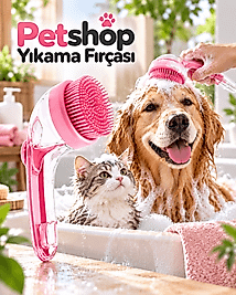 Şampuan Hazneli Silikon Pet Yıkama Fırçası Kedi ve Köpekler İçin Pratik Banyo Tarağı