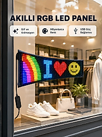 RGB LED Panel – USB Güç Girişli, GIF ve Yazı Gösterimli Akıllı Ekran