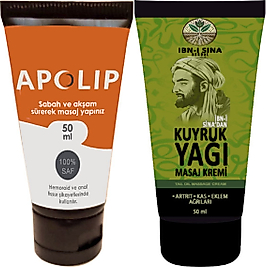 APOLİP 2 ADET KREMİ 50 ML + YANINDA İBN-İ SİNA KUYRUK YAĞI KREMİ 50ML