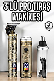 Tıraş Makinesi Üç Başlıklı Saç Sakal ve Vücut Tıraşına Uygun