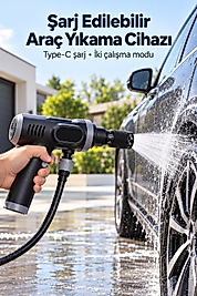 Şarjlı Basınçlı Oto Yıkama Makinesi Taşınabilir Çantalı Set