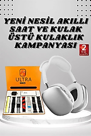 Kulak Üstü P9 Kablosuz Bluetooth Kulaklık ve 7 Kordonlu Akıllı Saat