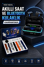 Powerbank Bluetooth Kulaklık Ve Akıllı Saat 7 Kordonlu Metal Kordon Plastik Kordon