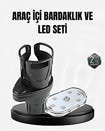 Araç İçi Düzen ve Ambiyans Seti Çift Bardak Tutucu + LED Işık