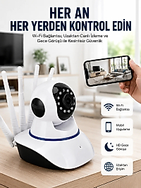 LED Aydınlatmalı 5 Antenli Motorlu 1080P Wifi Kamera Sensörlü Yeni Nesil