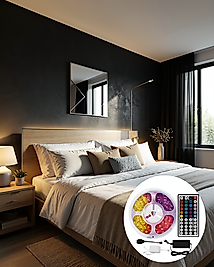 5050 SMD RGB LED Şerit 5 Metre Kumandalı Renkli TV Oda Masa Arkası Dekoratif Aydınlatma Seti
