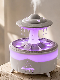 350 ML UFO Tasarımlı Ultrasonik Hava Nemlendirici Yağmur Efektli Gece Lambası