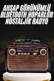 Nostaljik Görünümlü Ahşap Radyo TF SD USB Girişli Led Fener Işıklı