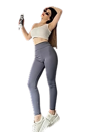 Yüksek Bel Şardonlu Tayt -GRİ