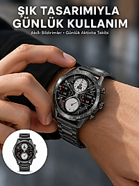 Akıllı Saat Çelik Kordon Çağrı Cevaplama Amoled Ekran Titreşimli Uyku ve Sağlık Takibi Yeni Nesil