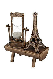 Kum Saati Ahşap Görünümü Retro Eiffel Kulesi UCZEYFELKULESİKUMSAATİİ3
