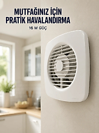 120 mm Havalandırma Fanı 180 m³/h Dekoratif Duvar ve Tavan Tipi Aspiratör