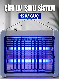 Elektrikli Sinek ve Sivrisinek Öldürücü 12W Çift UV Işıklı Böcek Lambası