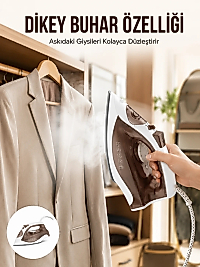 Kahverengi Buharlı Ütü 2200W Sürekli Buhar 120 g Şok Buhar