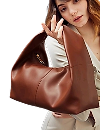 Şık Tasarım  Deri Kadın Kol Çantası-Kahverengi