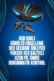 Bluetooth Kulaklık Oyuncu Kulaklığı RGB Işıklı Oyunlarda Düşük Gecikme