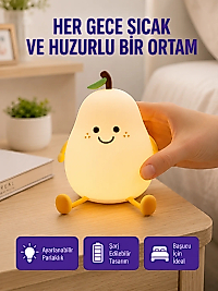 USB Şarjlı Armut Gece Lambası Dokunmatik Renk Değişimli