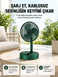 Katlanabilir Şarjlı Mini Fan 3 Kademeli Hız Ayarlı Taşınabilir