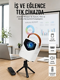 Projeksiyon Ev Sineması Bluetooth 4k HD Kaliteli Görüntü Kumandalı