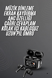 Kulak İçi Bluetooth Kulaklık Ekranlı Müzik Dinleme Çağrı Cevaplama Siyah Yeni Nesil