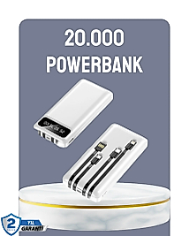 Hızlı Şarj Destekli 20.000mAh Powerbank USB Type-C Lightning LCD