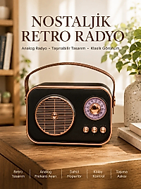 Retro Tarz Kablosuz Radyo – Bluetooth, USB ve TF Kart Girişli