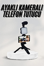Vlog Kiti LED Işıklı Mikrofonlu Telefon Tutucu UUCZZZAY49KAMERATELEFONTUTUCU6
