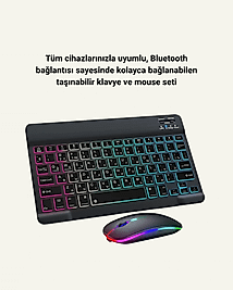 Şık ve Sessiz Tasarımlı Işıklı Klavye Mouse Seti – Şarjlı, Wireless