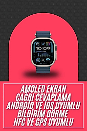 49mm Akıllı Saat Amoled Ekranlı Kadın Erkek Kol Saati Plastik Kordon