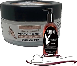 SÜPER THREE BRAND WHİTENİNG CREAM 3 ADET ARNAVUT KREMİ 50ML  KREMİ İLE 120ML PLAYBOY MASAJ YAĞI