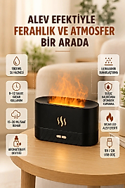 Alev Efektli Ultrasonik Aroma Difüzörü 180 ML LED Işıklı Hava Nemlendirici