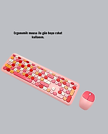 Kompakt Retro Tuşlu Bluetooth Klavye 100 Tuş UCZZZQW02PEMBEKLAVYEMOUSE-8