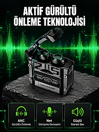 Bluetooth Kulaklık Kablosuz ANC Gürültü Önleyici Stereo Ses Yeni Nesil