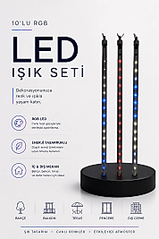 RGB LED Dış Ve İç Mekan Süsleme Işığı 10 Çubuklu Şerit