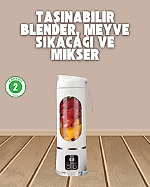 Şarjlı Blender – 12 Bıçaklı, 450 ml Kapasiteli, Taşınabilir Tip-C Mikser