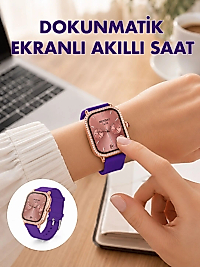 Pembe Mor ve Metal Kordonlu Akıllı Saat Hediye Seti