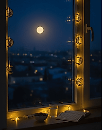 Minareli Hilal LED Işık Gold Metal 8